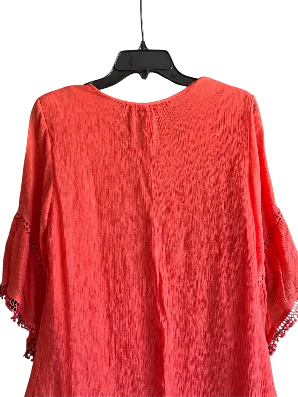 Indigo Rose Coral Crochet V-Neck Boho Tunic Dress. Size Medium